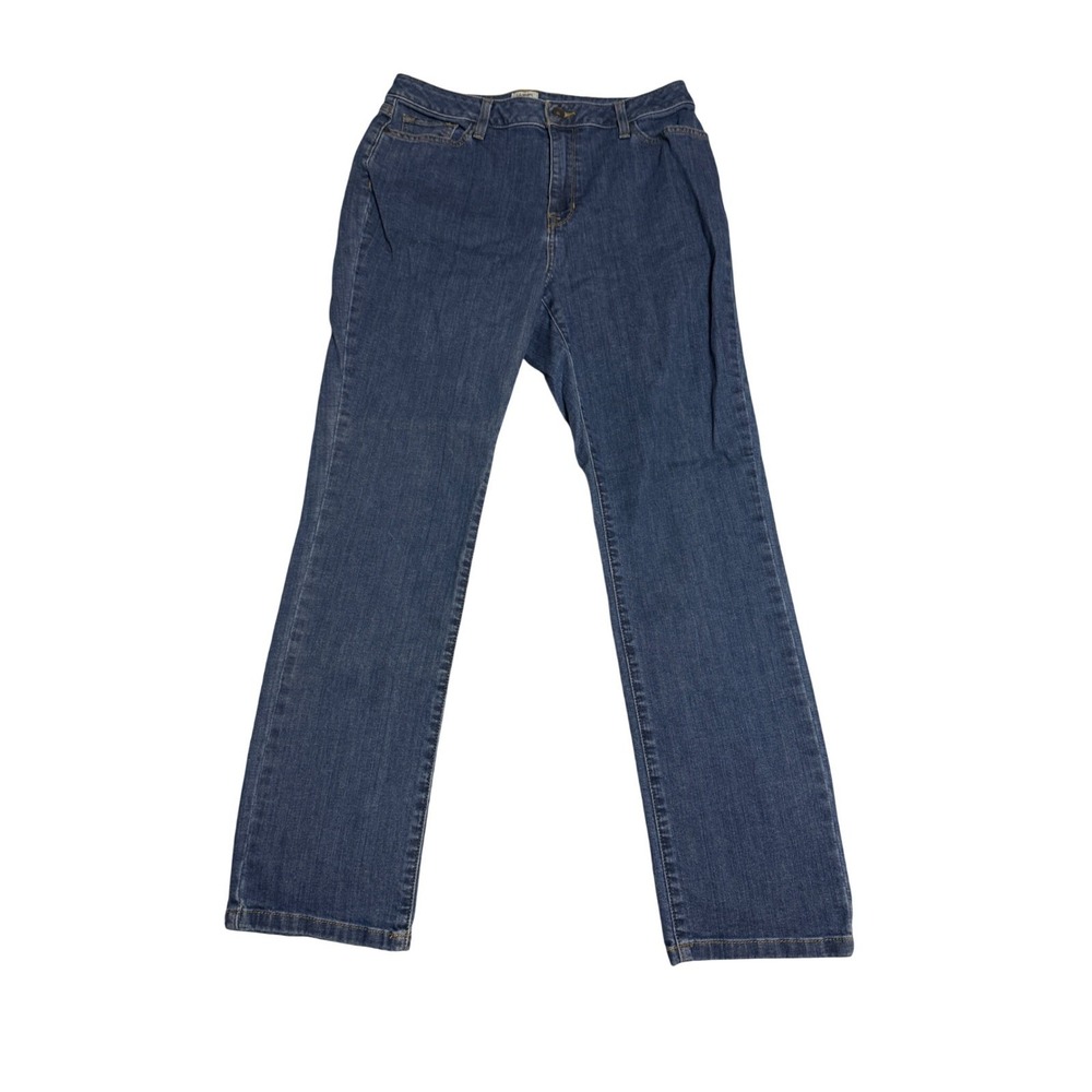 Lands' End Size 12 Women Classic Fit High Rise Straight Medium Wash Jeans Pocket